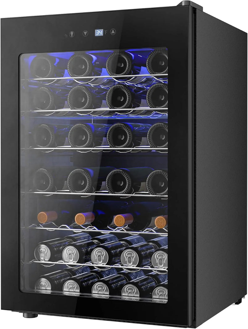 Beverage Refrigerator Cooler, 126 CAN Mini Fridge with Glass Door for Soda Beer or Wine, Beverage Cooler for Home, Office