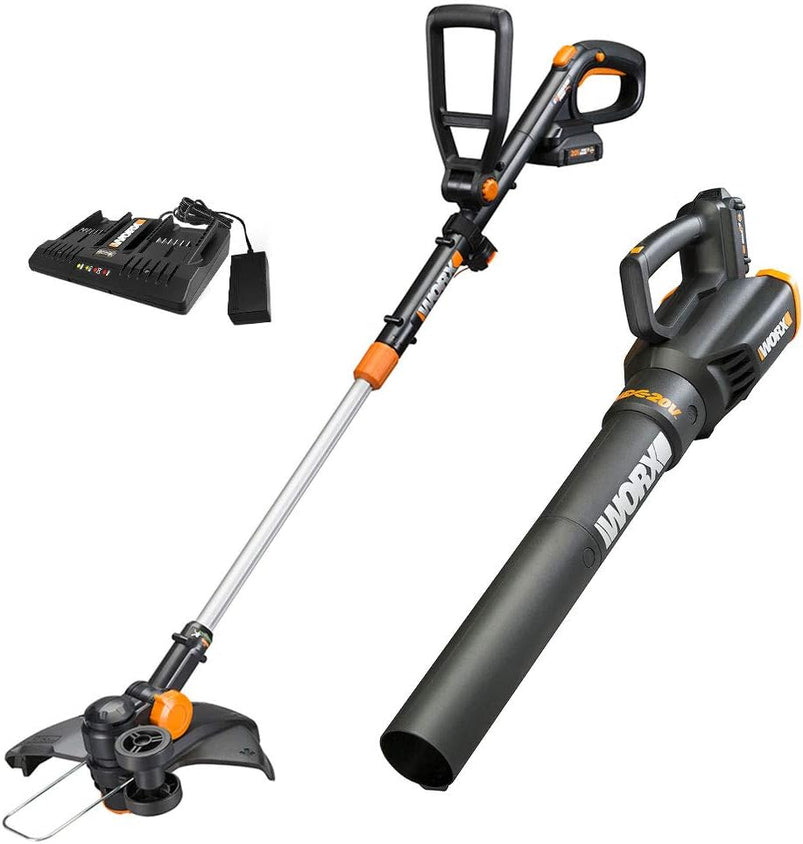 20V GT Revolution 12" 4.0Ah Cordless String Trimmer and Turbine Leaf Blower Power Share Combo Kit, WG930.3 Batteries and Charger Included