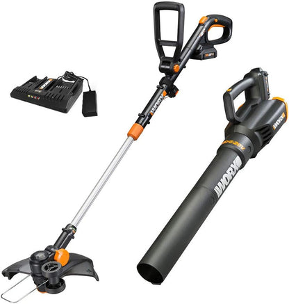 20V GT Revolution 12" 4.0Ah Cordless String Trimmer and Turbine Leaf Blower Power Share Combo Kit, WG930.3 Batteries and Charger Included
