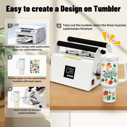40oz Tumbler Press Tumbler Heat Press Sublimation 40 OZ Tumbler Top and Tapered Bottom Full Wrap, Diy Heat Transfer Vinyl