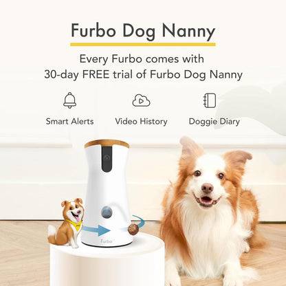 360 Degree Cat Camera, See Your Cat from Anywhere, Rotating 360 Degree Cat Tracking, Treat Toss, Color HD Night Vision, 2-Way Audio