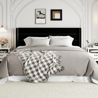 Allewie Queen Size Lift up Storage Bed, Modern Wingback Headboard, Hydraulic Support, Light Beige