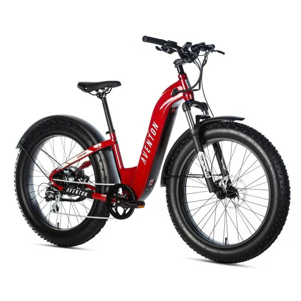 Aventon Aventure Step-Through E-Bike, Electric Red, Medium/Large