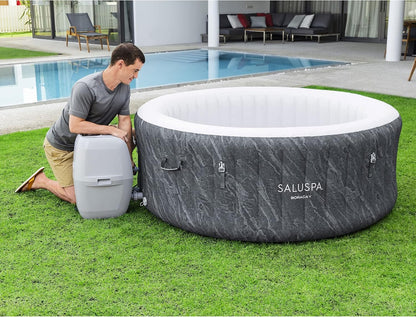 Bestway Saluspa Fiji Airjet Large Round 2 to 4 Person Inflatable Hot Tub Portable Outdoor Spa with 120 Airjets and Energysense Cover, Grey