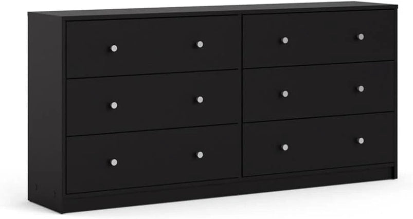 3-Pc Scandinavian Design Engineered Wood Bedroom Furniture Set with 3-Drawer Chest and 6-Drawer Double Dresser and 1-Drawer Nightstand