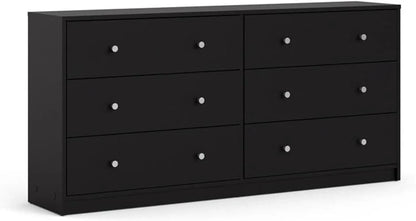3-Pc Scandinavian Design Engineered Wood Bedroom Furniture Set with 3-Drawer Chest and 6-Drawer Double Dresser and 1-Drawer Nightstand