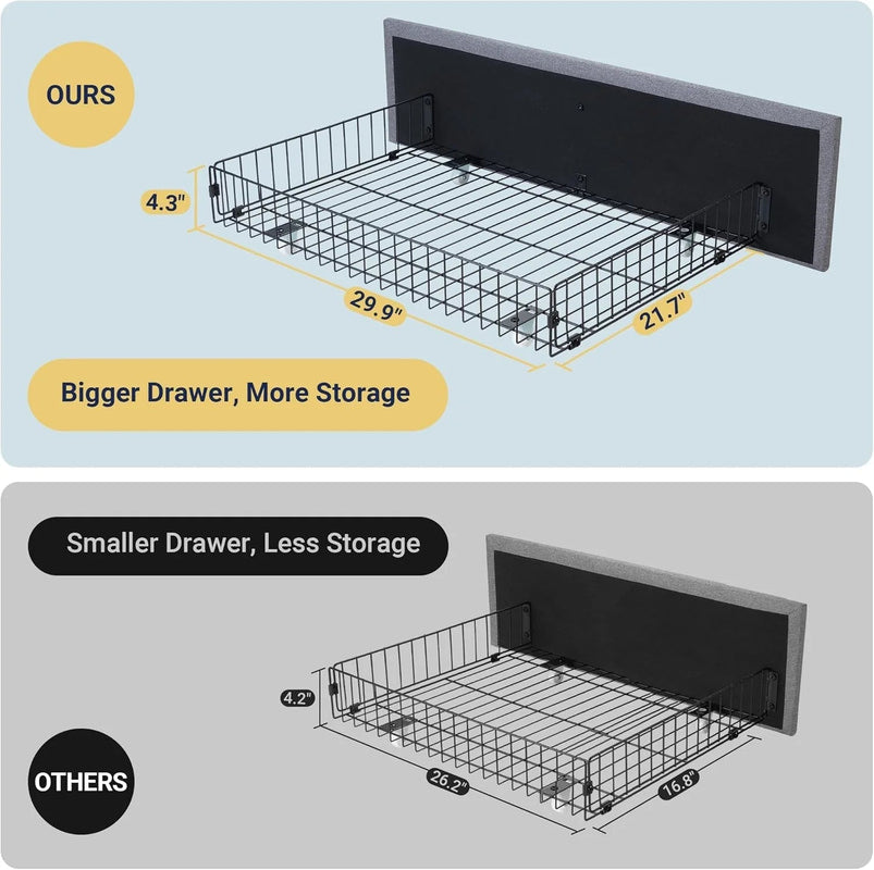 Allewie Upholstered Queen Size Platform Bed Frame with 4 Storage Drawers and Headboard, Square Stitched Button Tufted
