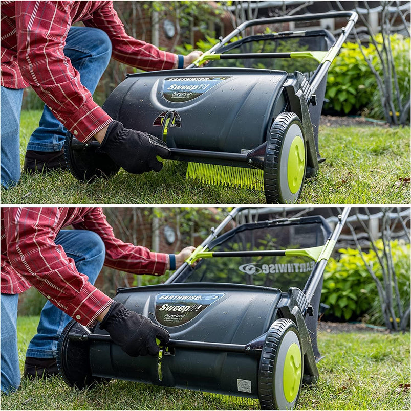 21-Inch Width Leaf and Grass Push Lawn Sweeper, Black