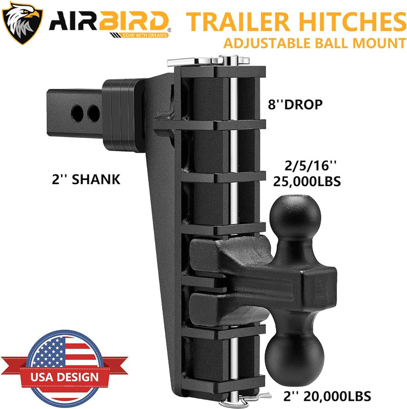 Adjustable Trailer Hitch Fits 2-Inch Receiver