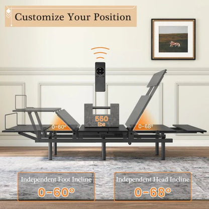 Adjustable Bed Frame -Wireless Remote -Memory Function -Adjustable Bed Base -Head and Foot Lift Incline -Zero Gravity -Quiet Motor for Lying Down