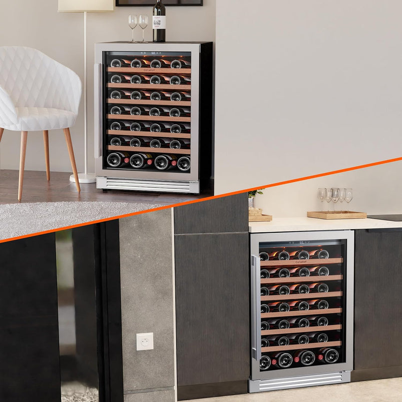 24 in Wine Cooler Refrigerator, 46 Bottle Wine Fridge Dual Zone with Modern Touch Intelligent Digital 40 Degree -65 Degree F Low Noise