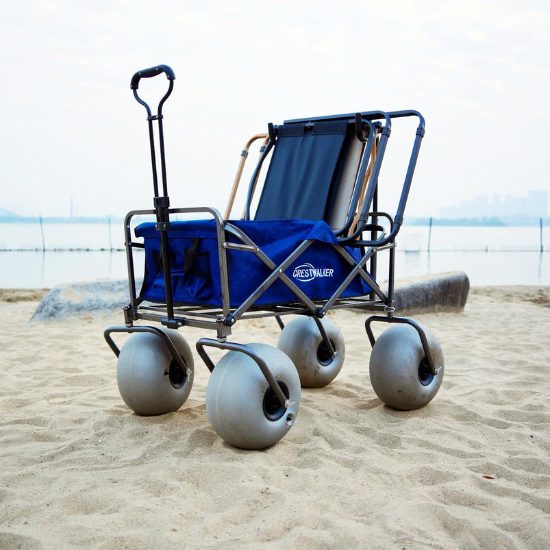 Beach Cart with 13" Balloon Wheels, Chair Racks and Pump Included