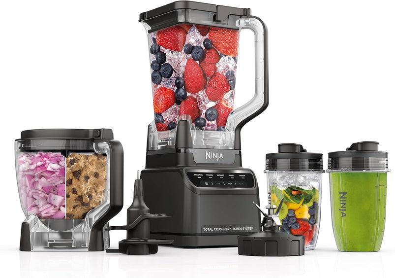 Mega Kitchen System, 1500W, 4 Functions for Smoothies, Processing, Dough, Drinks, with 72-oz. Blender Pitcher, 64-oz. Processor Bowl