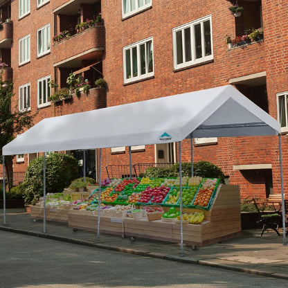 Advance Outdoor 10x20 Ft Heavy Duty Carport Portable Car Canopy Garage Party Tent Boat Shelter, Adjustable Height from 9.5 Ft to 11 Ft, Beige