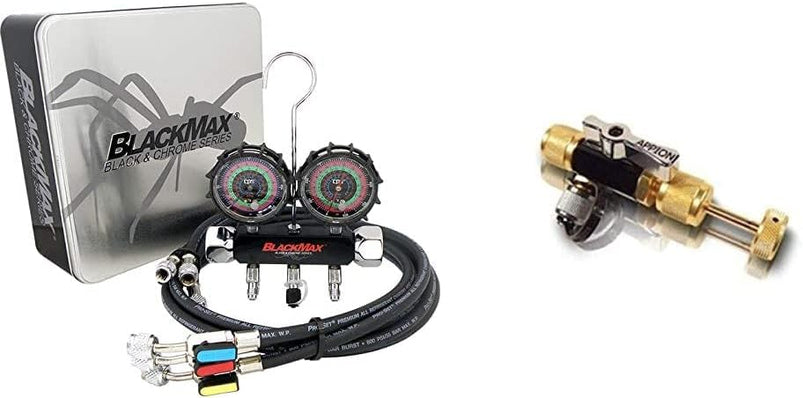 2V Manifold Gauge Set with Appion 1/4 Megaflow Vacuum-Rated Valve Core Removal Tool