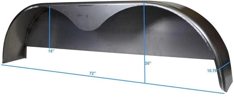 72x10-3/4 Tandem Axle Steel Trailer Fender with Back Plate Welded in 2-Pack