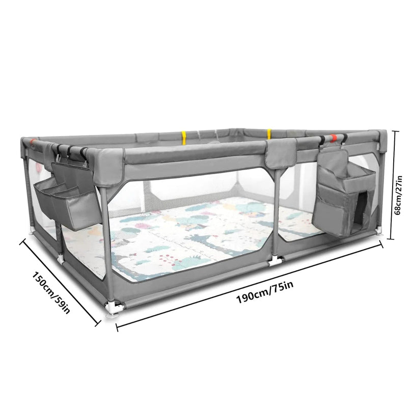 Baby Playpen with Mat 75" 59", Extra Large Playpen for Babies and Toddlers with Storage Bag, BPA-Free, Non-Toxic, Safe No Gaps Playards for Babies