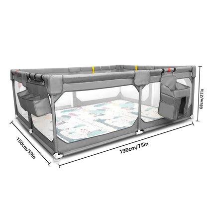 Baby Playpen with Mat 75" 59", Extra Large Playpen for Babies and Toddlers with Storage Bag, BPA-Free, Non-Toxic, Safe No Gaps Playards for Babies