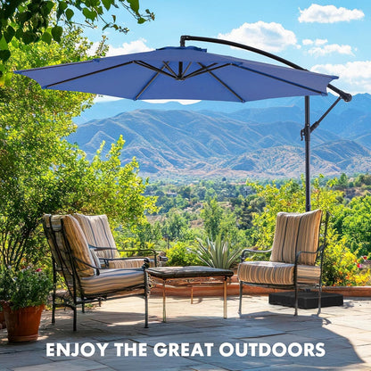 9.8FT Offset Patio Umbrella Hanging Cantilever Umbrella Outdoor Sun Shade with Easy Tilt Adjustment, 8 Ribs, UV Protection for Backyard, Lawn