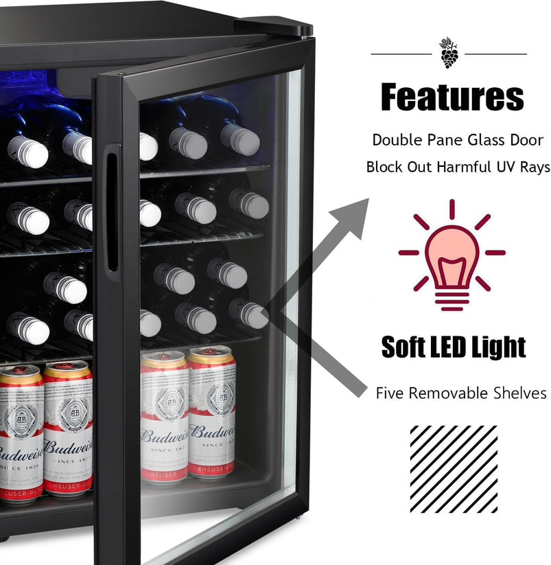 Antarctic Star 36 Bottle Wine Cooler/Cabinet Beverage Refrigerator Small Mini Wine Cellar Beer Soda Bar Fridge Quiet Operation Compressor Adjust