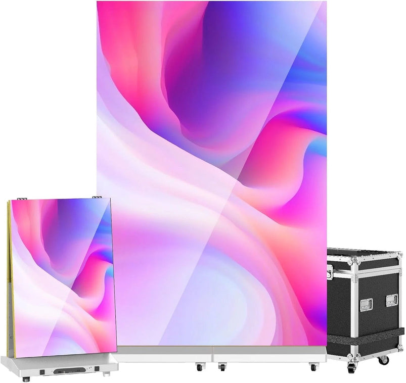 80" P1.86 Flexible Spliceable LED Poster Display, USB Plug-and-Play, Mobile and Pc Remote Control, Digital Signage Advertising Screen Silver, 1-Pack