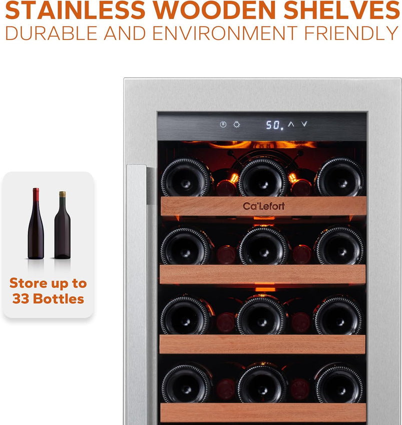 24 in Wine Cooler Refrigerator, 46 Bottle Wine Fridge Dual Zone with Modern Touch Intelligent Digital 40 Degree -65 Degree F Low Noise