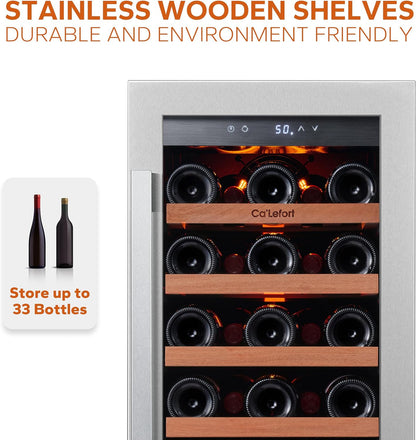 24 in Wine Cooler Refrigerator, 46 Bottle Wine Fridge Dual Zone with Modern Touch Intelligent Digital 40 Degree -65 Degree F Low Noise