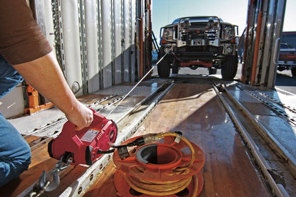 885005 Pullzall Cordless 24V DC Portable Electric Winch with Steel Cable and 2 Rechargeable Battery Packs, 1/2 Ton 1,000 LB Pulling Capacity, Red