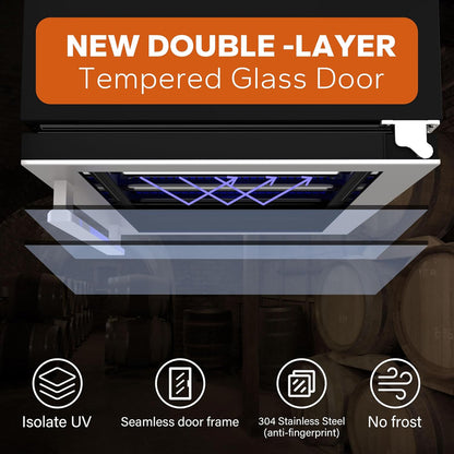 24 in Wine Cooler Refrigerator, 46 Bottle Wine Fridge Dual Zone with Modern Touch Intelligent Digital 40 Degree -65 Degree F Low Noise
