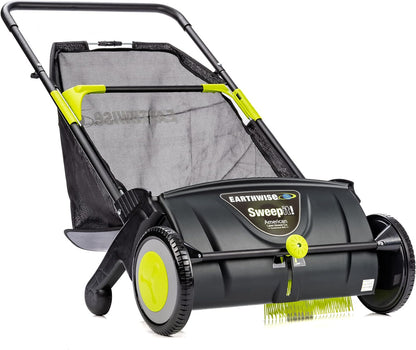 21-Inch Width Leaf and Grass Push Lawn Sweeper, Black