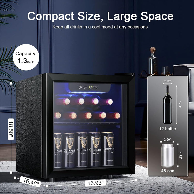 Antarctic Star 36 Bottle Wine Cooler/Cabinet Beverage Refrigerator Small Mini Wine Cellar Beer Soda Bar Fridge Quiet Operation Compressor Adjust