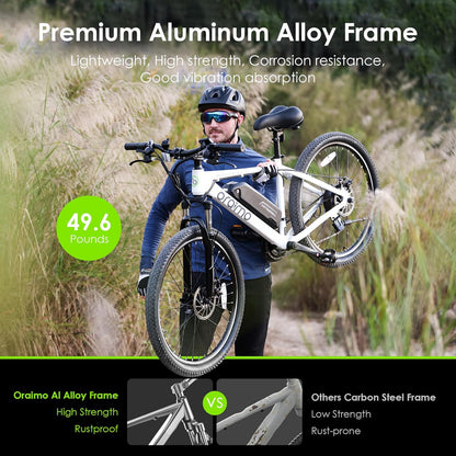 Adult Electric Bike, 350W BAFANG Motor 500W Peak, 4A 3H Fast Charging, 468Wh Li-Ion Battery, 21 Speed Gears, Air Saddle