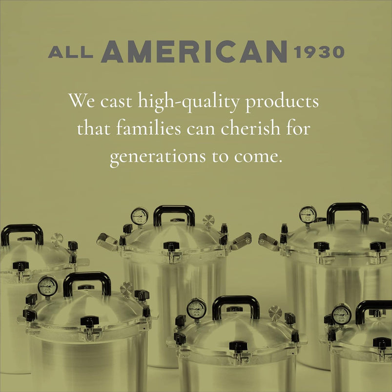 All American 1930, 21.5qt Pressure Cooker/Canner the 921, Metal to Metal Sealing System, Easy to Open and Close, Suitable for Gas, Electric