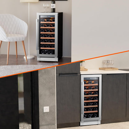 24 in Wine Cooler Refrigerator, 46 Bottle Wine Fridge Dual Zone with Modern Touch Intelligent Digital 40 Degree -65 Degree F Low Noise