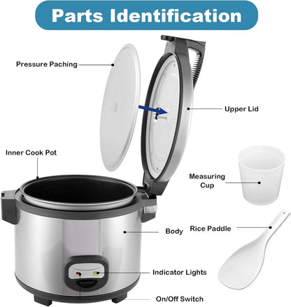 60-Cup Cooked Commercial Rice Cooker and Warmer