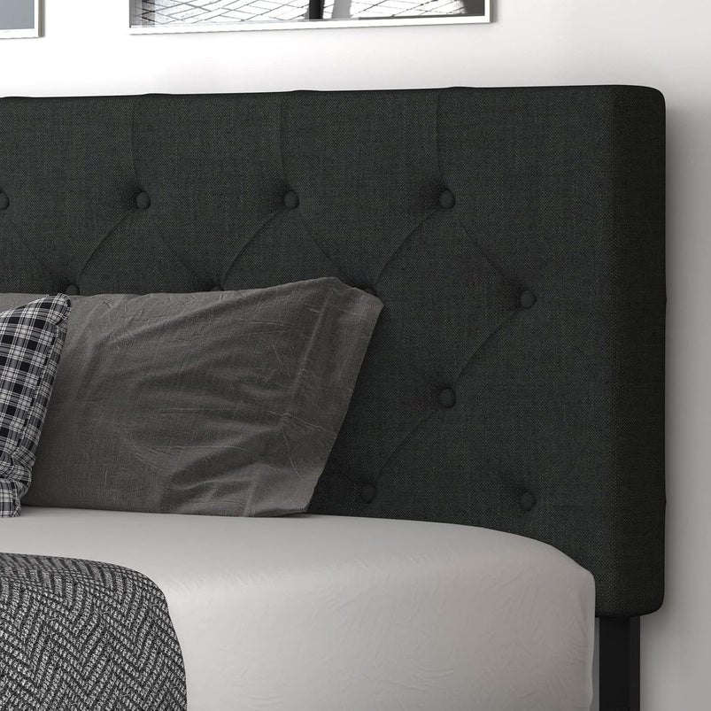 Allewie Upholstered Queen Size Platform Bed Frame with 4 Storage Drawers and Headboard, Square Stitched Button Tufted