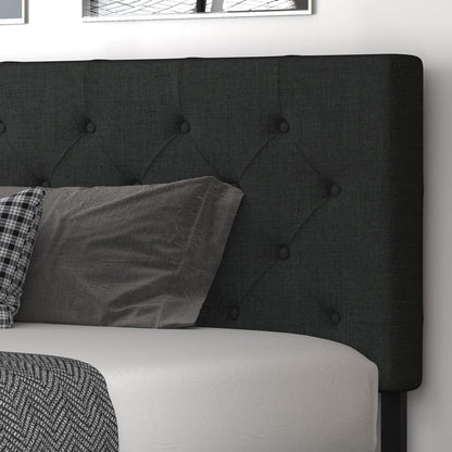 Allewie Upholstered Queen Size Platform Bed Frame with 4 Storage Drawers and Headboard, Square Stitched Button Tufted
