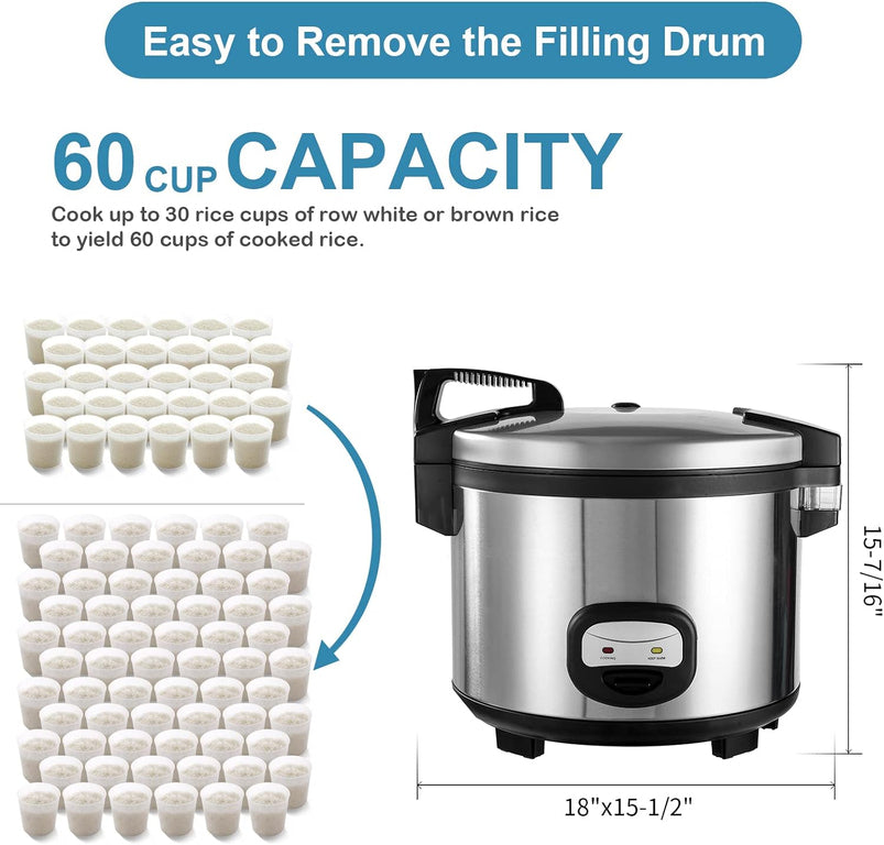 60-Cup Cooked Commercial Rice Cooker and Warmer