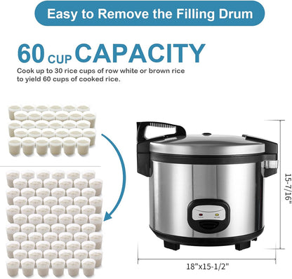 60-Cup Cooked Commercial Rice Cooker and Warmer