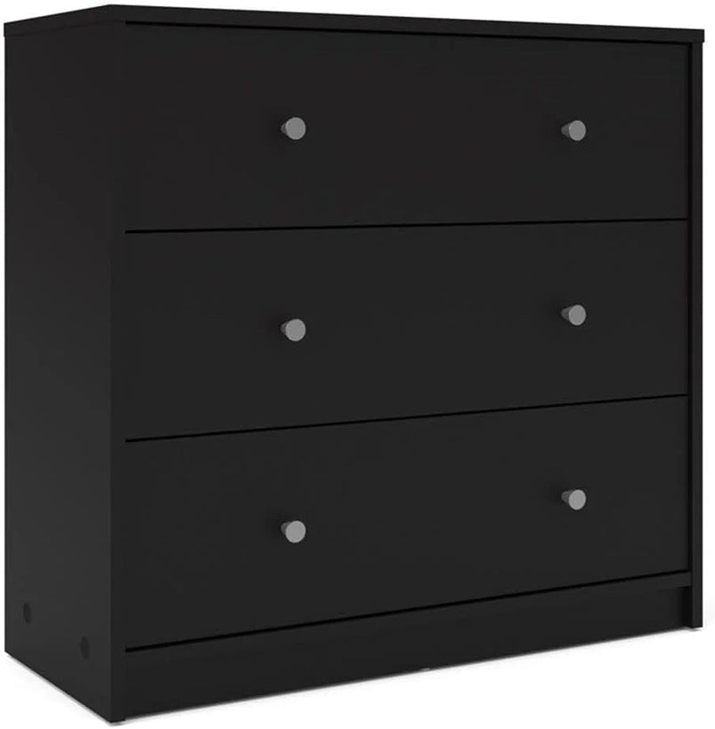 3-Pc Scandinavian Design Engineered Wood Bedroom Furniture Set with 3-Drawer Chest and 6-Drawer Double Dresser and 1-Drawer Nightstand