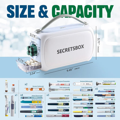24H 2N1 Insulin Cooler Travel Case 40000mAh Rechargeable Battery Medication Cooler for Travel TSA Approved USB Medicine Cooler for Travel 36-46F