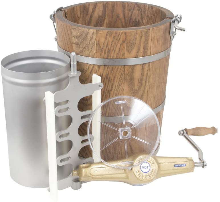 6 QT Country Ice Cream Maker Classic Wooden Tub Hand Crank