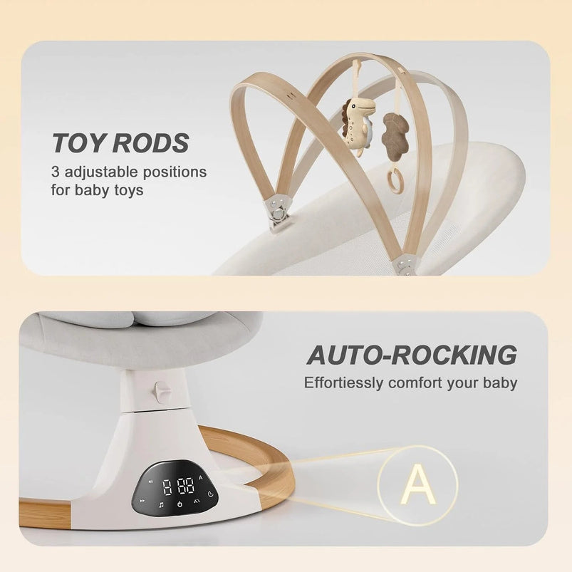 Baby Swings for Infants, Monamii Baby Swing, Bluetooth Infant Swing with Music Speaker, 5 Speeds and Remote Control, Indoor and Outdoor Use