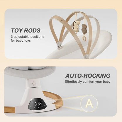 Baby Swings for Infants, Monamii Baby Swing, Bluetooth Infant Swing with Music Speaker, 5 Speeds and Remote Control, Indoor and Outdoor Use