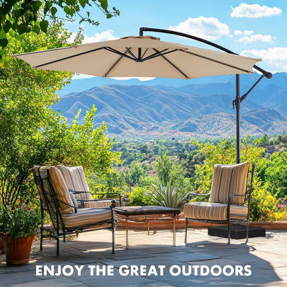 9.8FT Offset Patio Umbrella Hanging Cantilever Umbrella Outdoor Sun Shade with Easy Tilt Adjustment, 8 Ribs, UV Protection for Backyard, Lawn