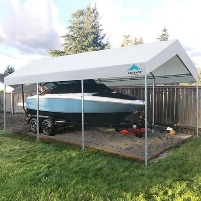 Advance Outdoor 10x20 Ft Heavy Duty Carport Portable Car Canopy Garage Party Tent Boat Shelter, Adjustable Height from 9.5 Ft to 11 Ft, Beige