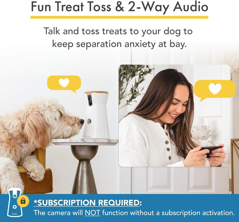 360 Degree Cat Camera, See Your Cat from Anywhere, Rotating 360 Degree Cat Tracking, Treat Toss, Color HD Night Vision, 2-Way Audio