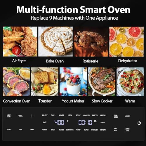 32QT Extra Large Air Fryer Toaster Oven Combo with Rotisserie and Dehydrator, Digital Convection Oven Countertop Air Fryer Fit 13" Pizza