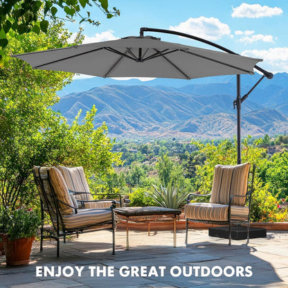 9.8FT Offset Patio Umbrella Hanging Cantilever Umbrella Outdoor Sun Shade with Easy Tilt Adjustment, 8 Ribs, UV Protection for Backyard, Lawn
