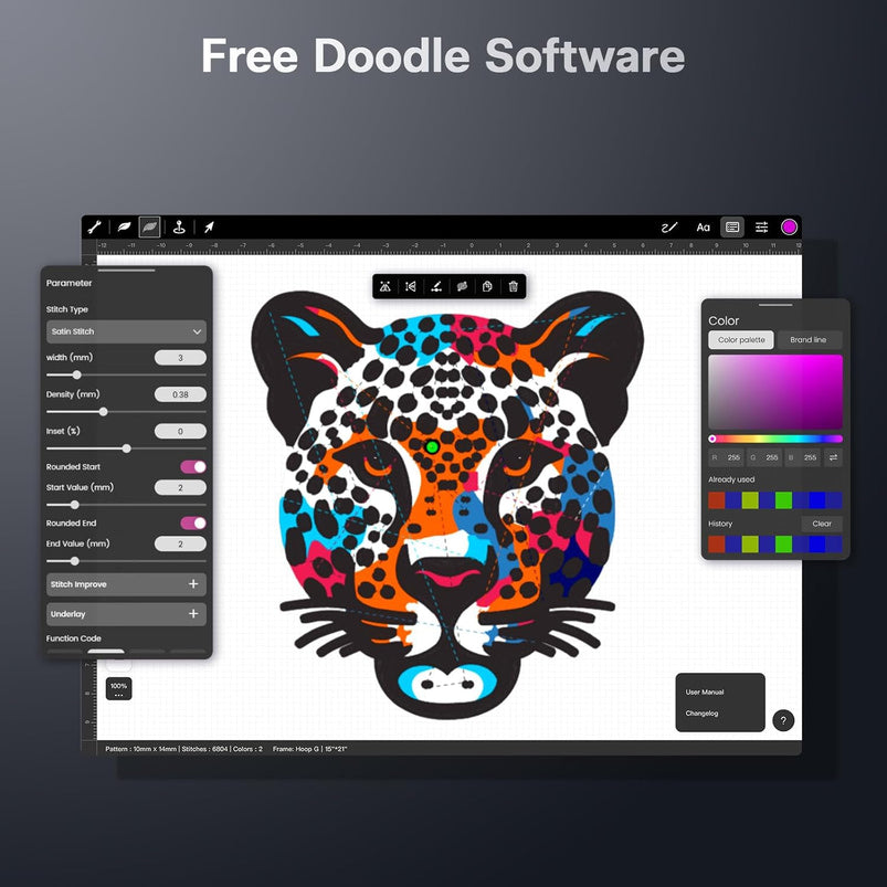 Bai Mirror 15-Needle Embroidery Machine, 20x14", Touchscreen